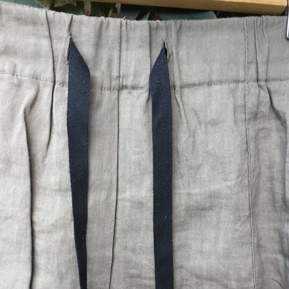 Olive Beige Linen Lounge Pant w Drawstrings - Picture 3 of 6